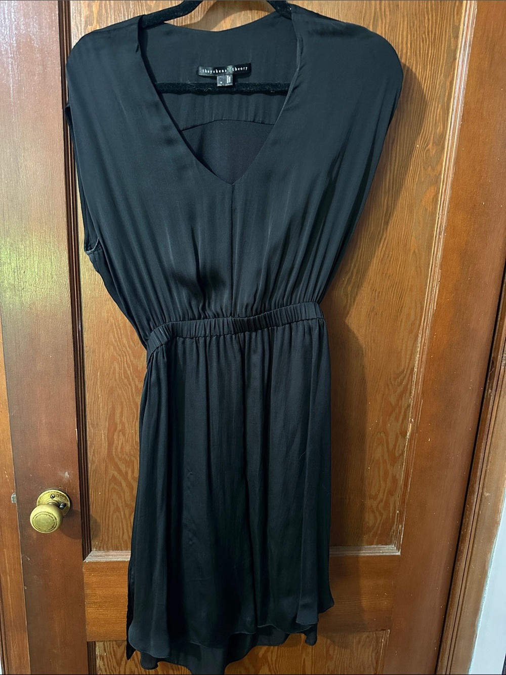 Theyskens' Theory Black Sleeveless V-Neck Midi Dress